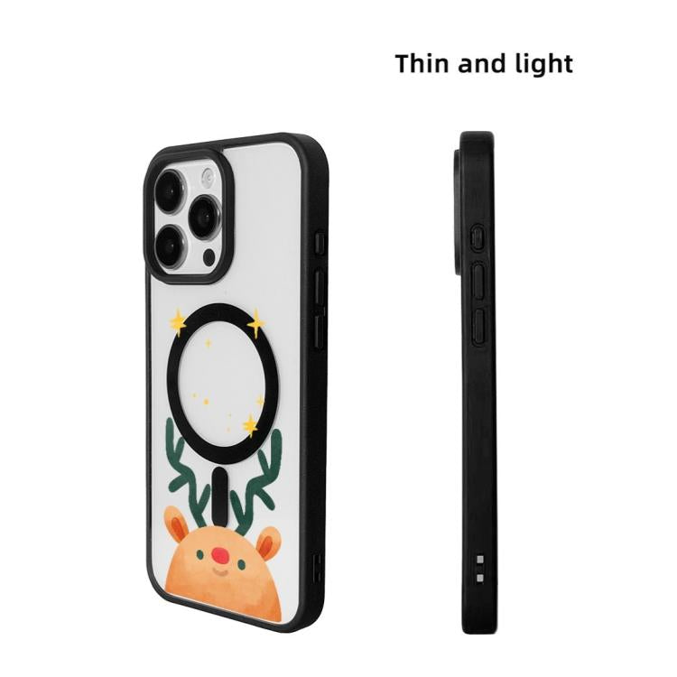 For  iPhone 15 Pro Max Christmas Series Strong Magnetic Painted Black Edge Phone Case