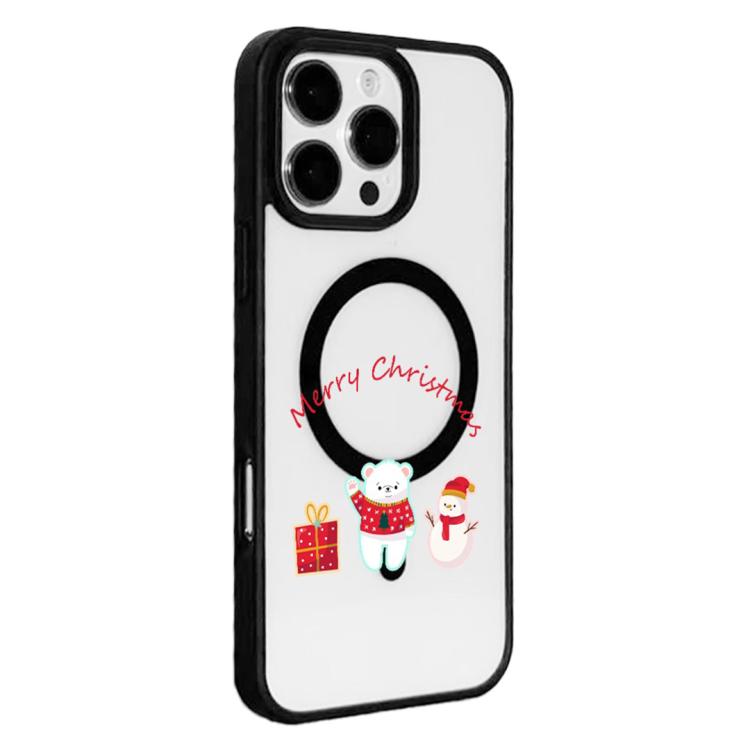 For  iPhone 15 Pro Max Christmas Series Strong Magnetic Painted Black Edge Phone Case