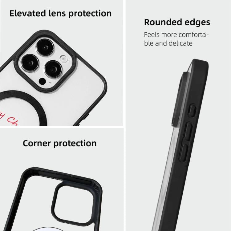 For  iPhone 15 Pro Max Christmas Series Strong Magnetic Painted Black Edge Phone Case