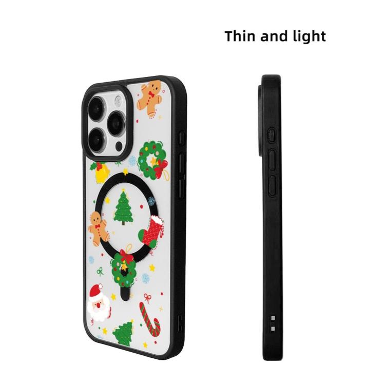 For  iPhone 15 Pro Max Christmas Series Strong Magnetic Painted Black Edge Phone Case