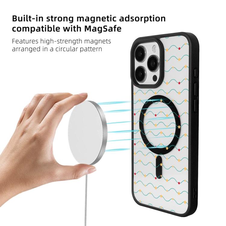 For  iPhone 15 Pro Max Christmas Series Strong Magnetic Painted Black Edge Phone Case