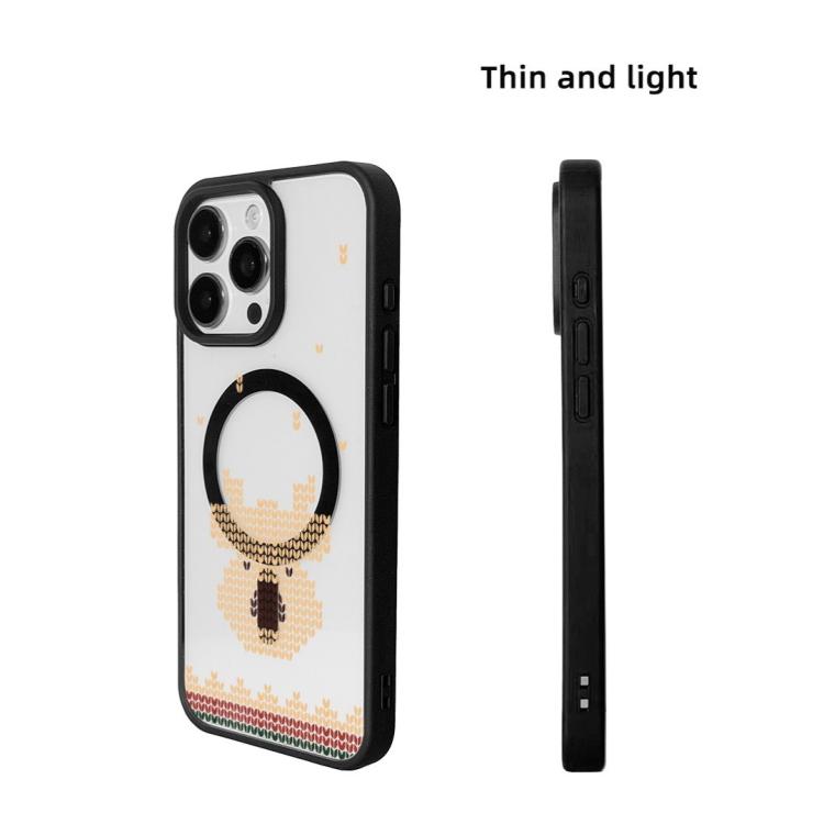 For  iPhone 15 Pro Max Christmas Series Strong Magnetic Painted Black Edge Phone Case