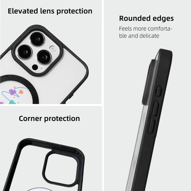 For  iPhone 15 Pro Christmas Series Strong Magnetic Painted Black Edge Phone Case