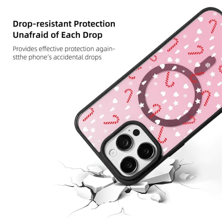 For  iPhone 15 Pro Christmas Series Strong Magnetic Painted Black Edge Phone Case