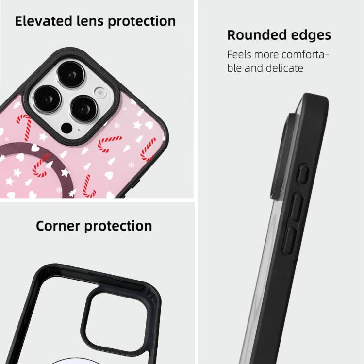 For  iPhone 15 Pro Christmas Series Strong Magnetic Painted Black Edge Phone Case
