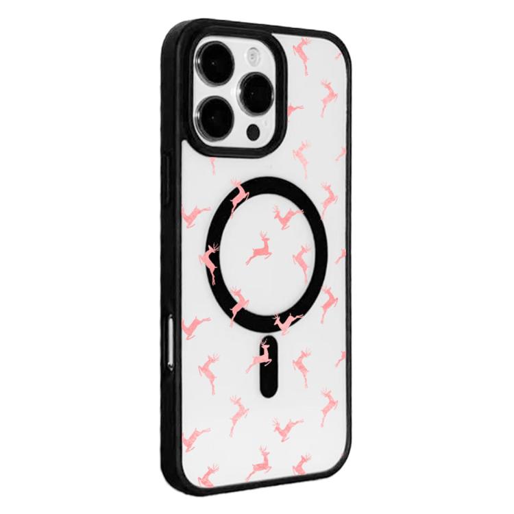 For  iPhone 15 Pro Christmas Series Strong Magnetic Painted Black Edge Phone Case