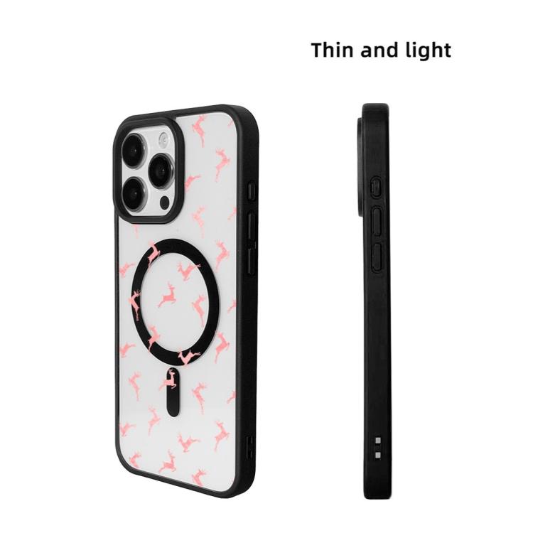 For  iPhone 15 Pro Christmas Series Strong Magnetic Painted Black Edge Phone Case