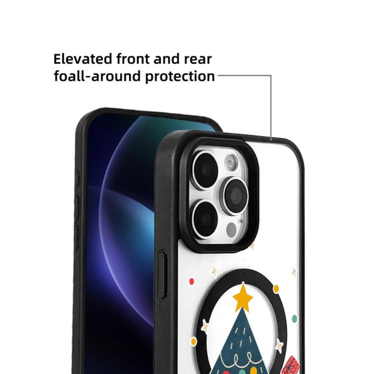For  iPhone 15 Pro Christmas Series Strong Magnetic Painted Black Edge Phone Case