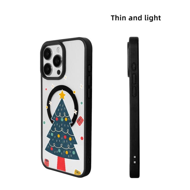 For  iPhone 15 Pro Christmas Series Strong Magnetic Painted Black Edge Phone Case