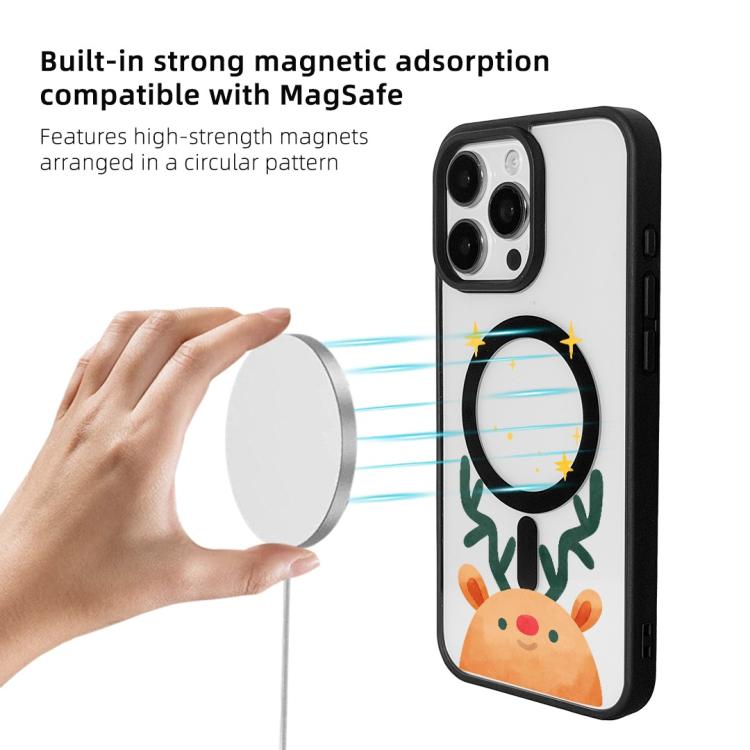 For  iPhone 15 Pro Christmas Series Strong Magnetic Painted Black Edge Phone Case