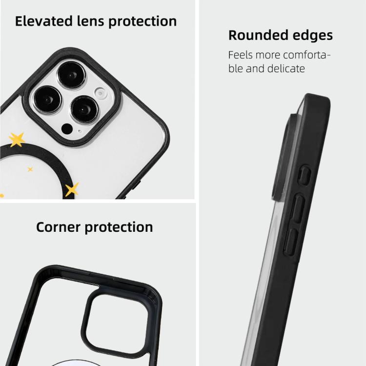 For  iPhone 15 Pro Christmas Series Strong Magnetic Painted Black Edge Phone Case