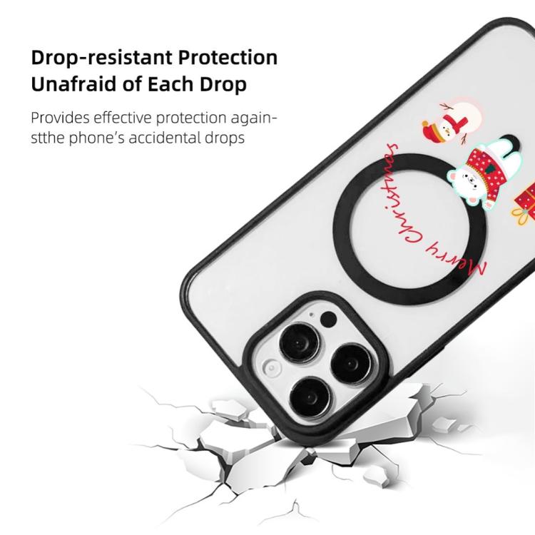 For  iPhone 15 Pro Christmas Series Strong Magnetic Painted Black Edge Phone Case