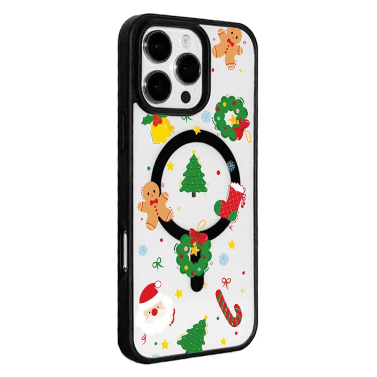 For  iPhone 15 Pro Christmas Series Strong Magnetic Painted Black Edge Phone Case