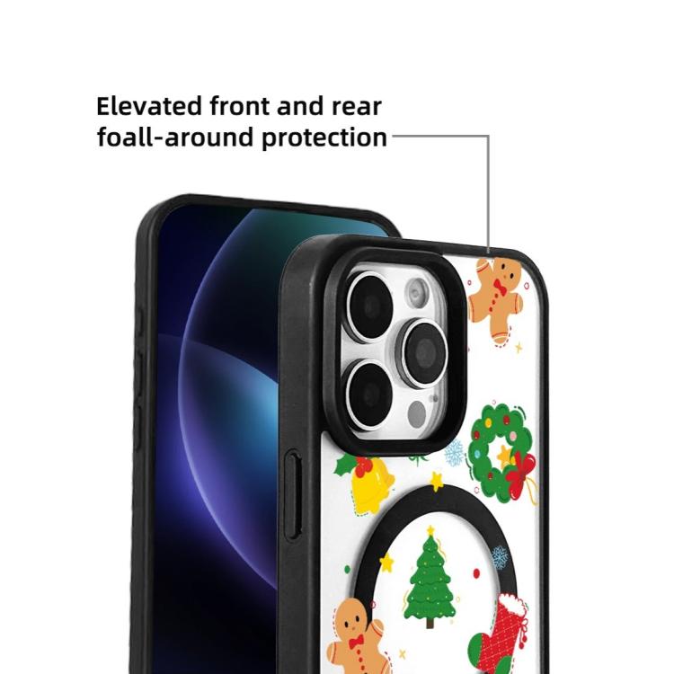 For  iPhone 15 Pro Christmas Series Strong Magnetic Painted Black Edge Phone Case