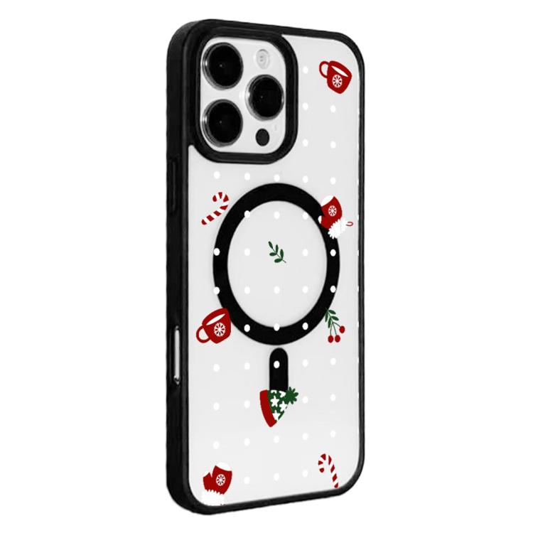 For  iPhone 15 Pro Christmas Series Strong Magnetic Painted Black Edge Phone Case