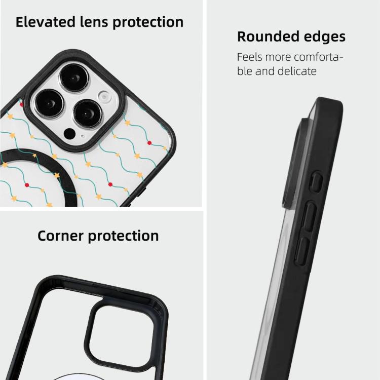 For  iPhone 15 Pro Christmas Series Strong Magnetic Painted Black Edge Phone Case