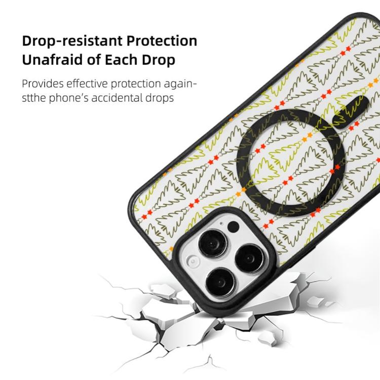 For  iPhone 15 Pro Christmas Series Strong Magnetic Painted Black Edge Phone Case