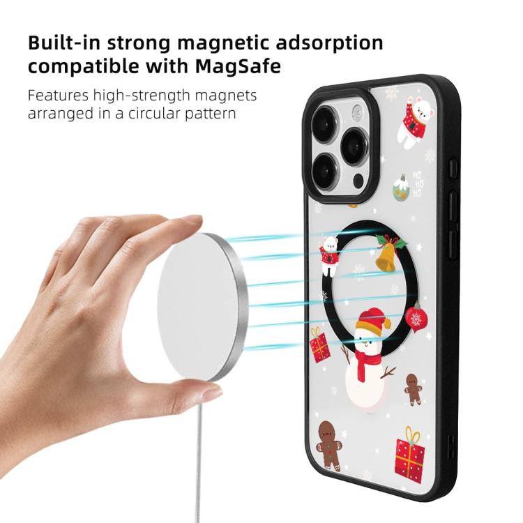 For  iPhone 15 Pro Christmas Series Strong Magnetic Painted Black Edge Phone Case