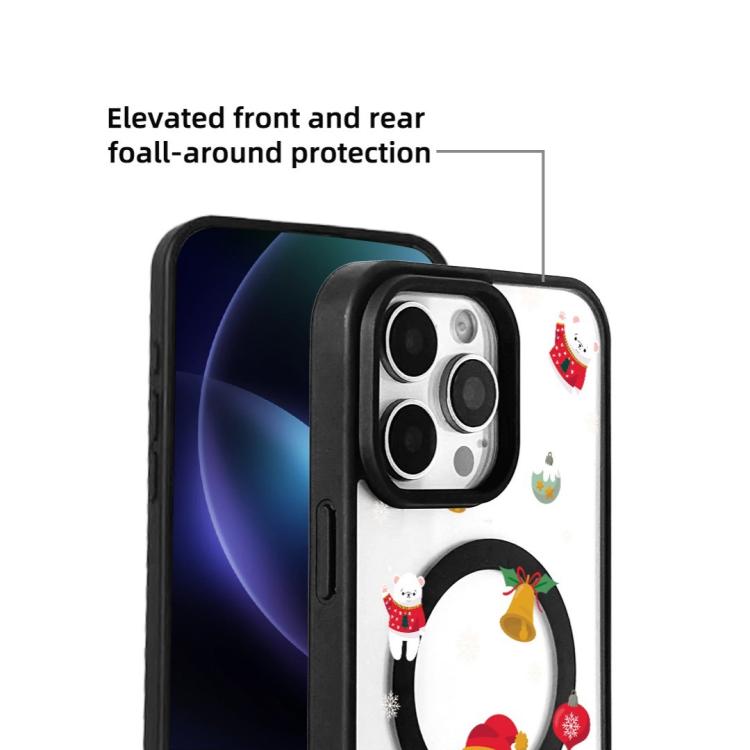 For  iPhone 15 Pro Christmas Series Strong Magnetic Painted Black Edge Phone Case