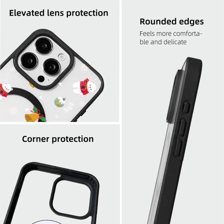 For  iPhone 15 Pro Christmas Series Strong Magnetic Painted Black Edge Phone Case