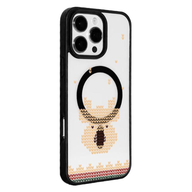 For  iPhone 15 Pro Christmas Series Strong Magnetic Painted Black Edge Phone Case