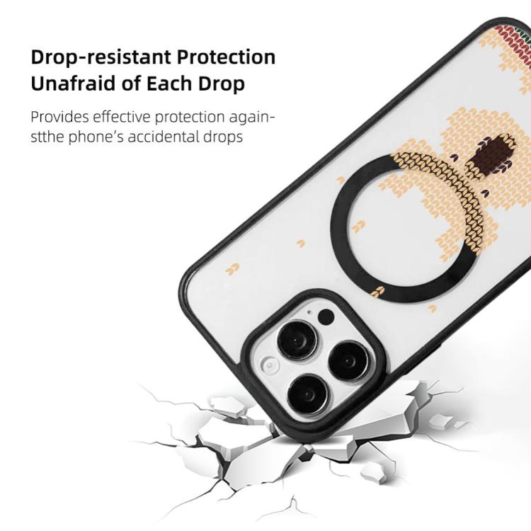For  iPhone 15 Pro Christmas Series Strong Magnetic Painted Black Edge Phone Case