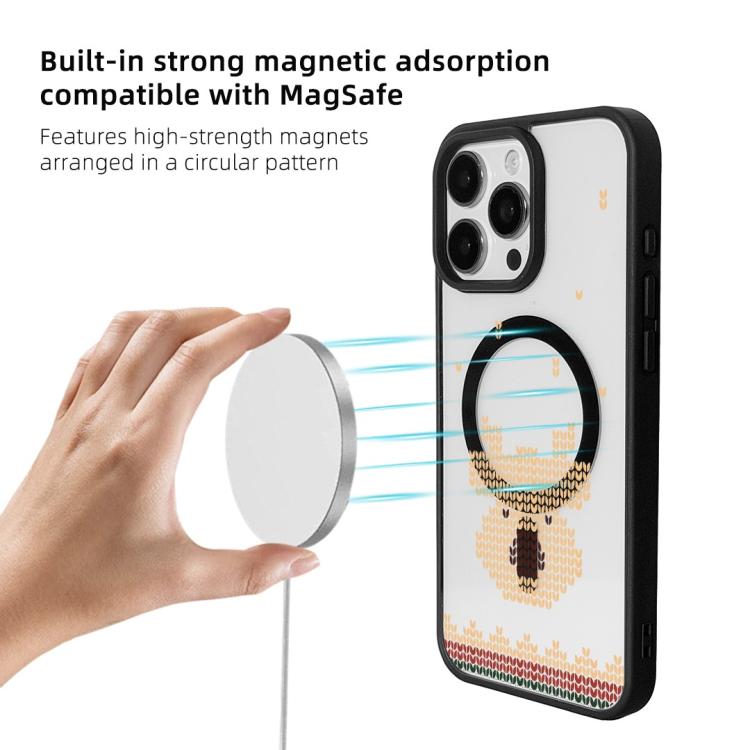 For  iPhone 15 Pro Christmas Series Strong Magnetic Painted Black Edge Phone Case