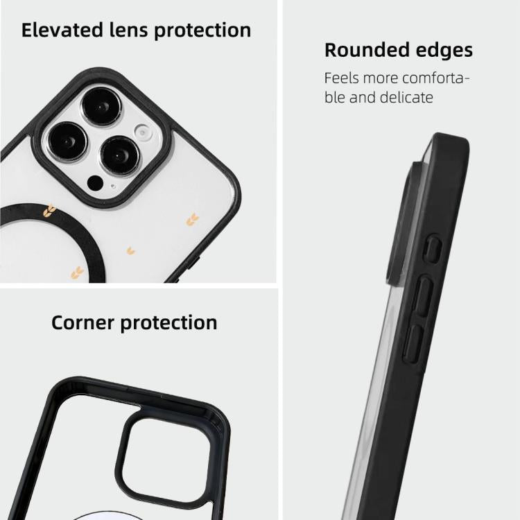 For  iPhone 15 Pro Christmas Series Strong Magnetic Painted Black Edge Phone Case