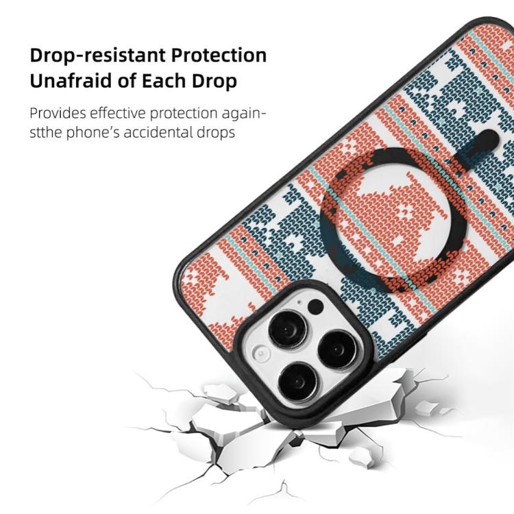 For  iPhone 15 Pro Christmas Series Strong Magnetic Painted Black Edge Phone Case