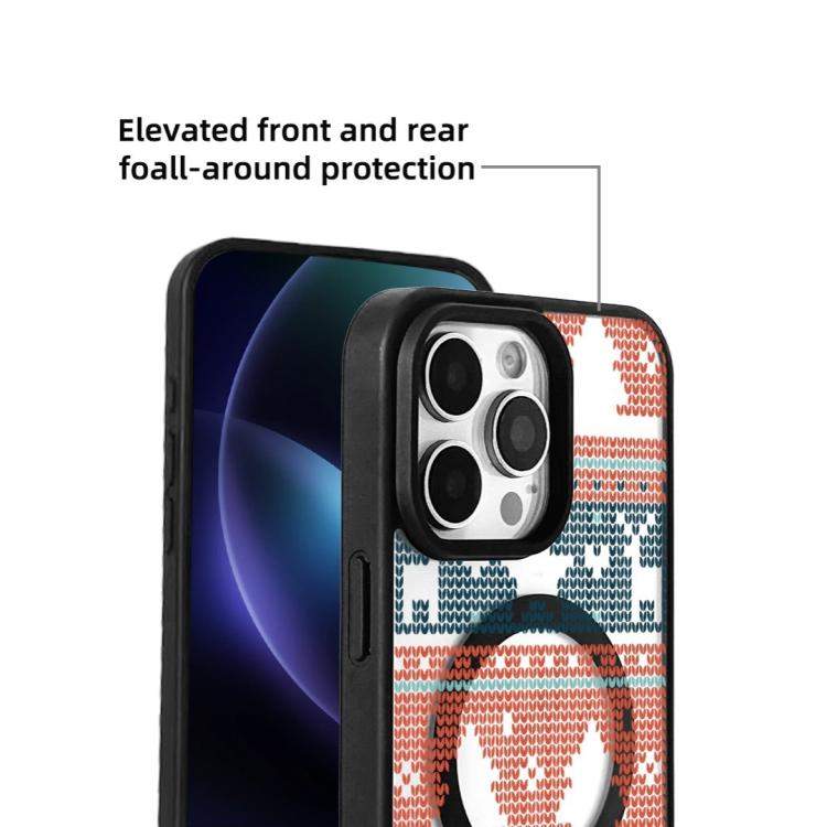 For  iPhone 15 Pro Christmas Series Strong Magnetic Painted Black Edge Phone Case