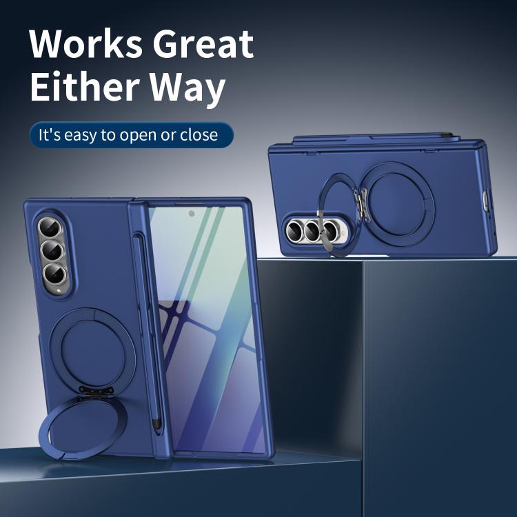 For Galaxy Z Fold4 Thunderbolt Ring Stand Anti-Drop MagSafe Phone Case, No Pen