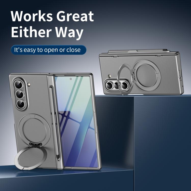 For Galaxy Z Fold5 5G Thunderbolt Ring Stand Anti-Drop MagSafe Phone Case, No Pen