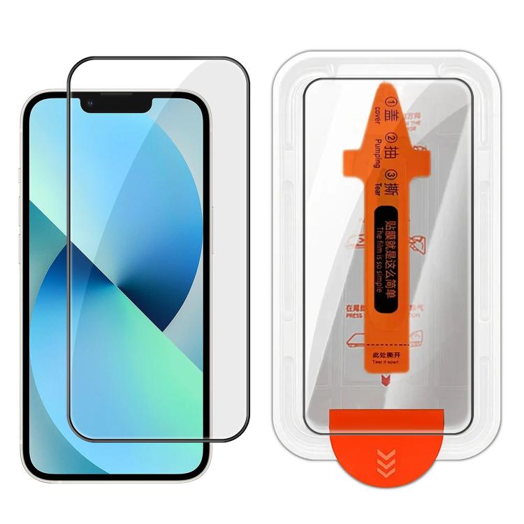For iPhone 13 Easy Install Box Dust-Free Clear Screen-printed HD Tempered Glass Film