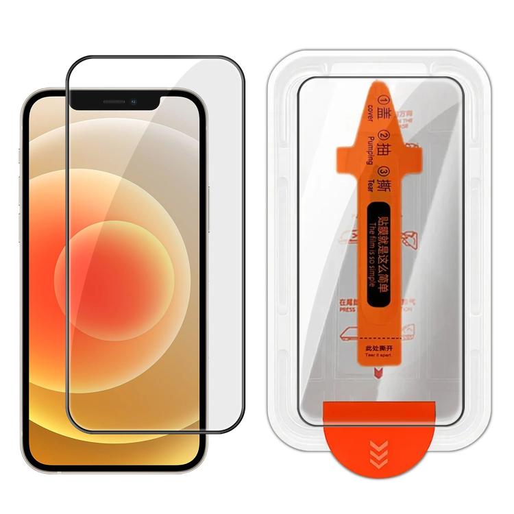 For iPhone 12 Easy Install Box Dust-Free Clear Screen-printed HD Tempered Glass Film