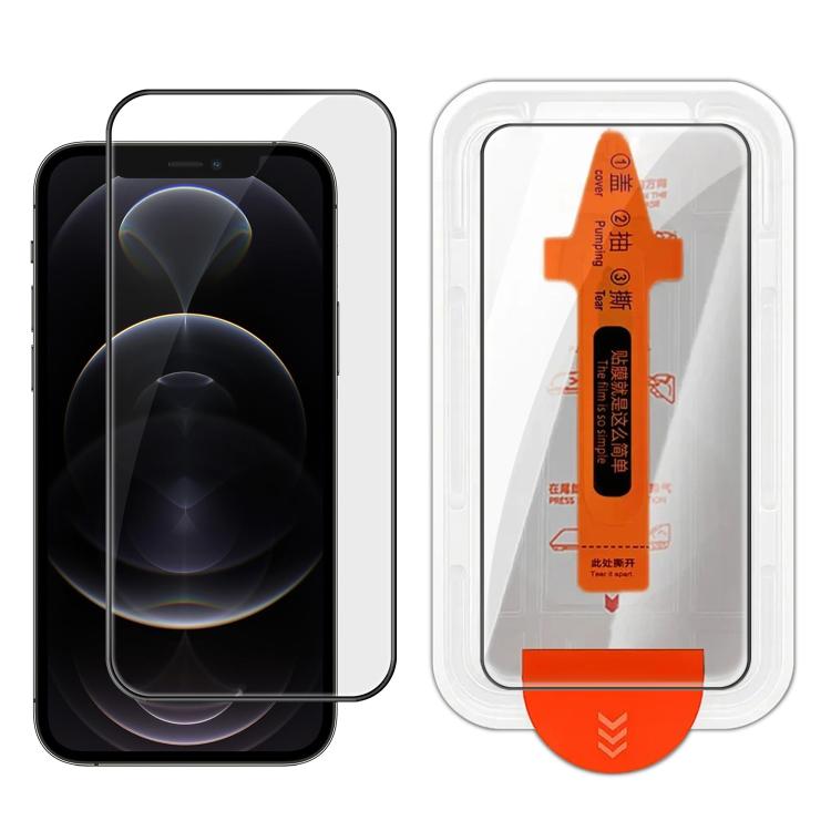 For iPhone 12 Pro Easy Install Box Dust-Free Clear Screen-printed HD Tempered Glass Film