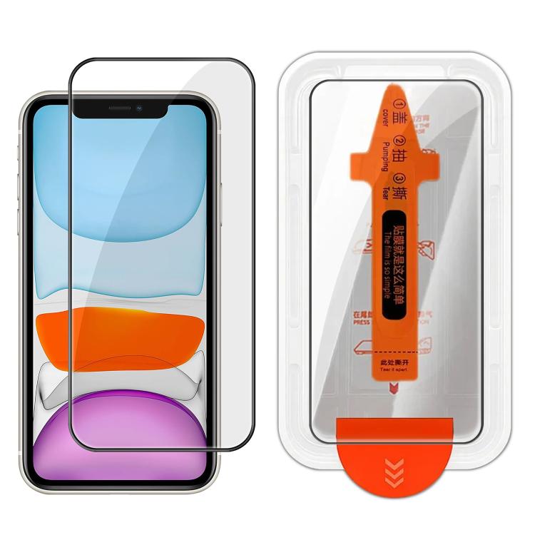 For iPhone 11 Easy Install Box Dust-Free Clear Screen-printed HD Tempered Glass Film