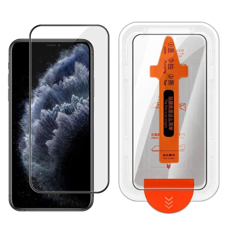 For iPhone 11 Pro Easy Install Box Dust-Free Clear Screen-printed HD Tempered Glass Film