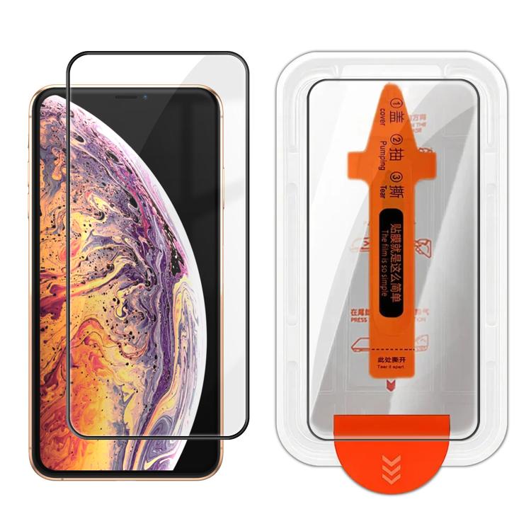 For iPhone XR Easy Install Box Dust-Free Clear Screen-printed HD Tempered Glass Film