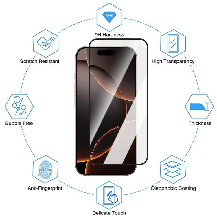 For iPhone 17 Easy Install Box Dust-Free Clear Screen-printed HD Tempered Glass Film