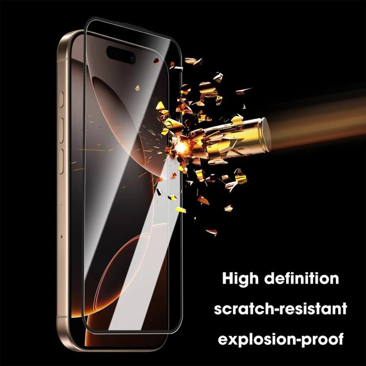 For iPhone 15 Pro Easy Install Box Dust-Free Clear Screen-printed HD Tempered Glass Film