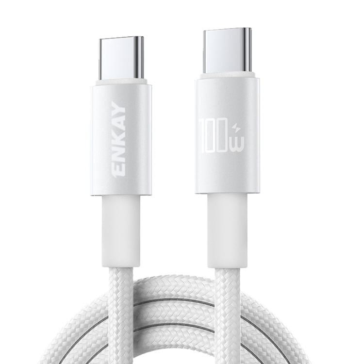 ENKAY PD100W USB-C / Type-C to Type-C Nylon Braided Fast Charging Cable with E-Marker Chip, Length:2m