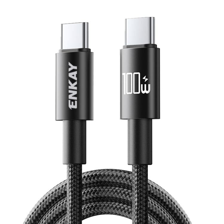 ENKAY PD100W USB-C / Type-C to Type-C Nylon Braided Fast Charging Cable with E-Marker Chip, Length:2m