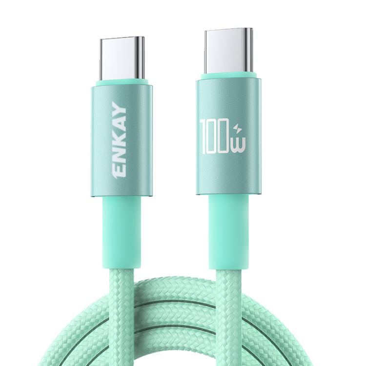 ENKAY PD100W USB-C / Type-C to Type-C Nylon Braided Fast Charging Cable with E-Marker Chip, Length:2m