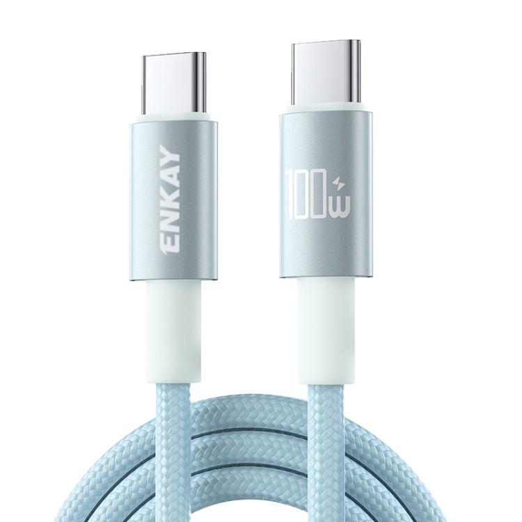 ENKAY PD100W USB-C / Type-C to Type-C Nylon Braided Fast Charging Cable with E-Marker Chip, Length:2m