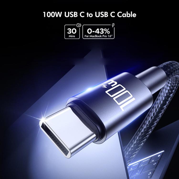 ENKAY PD100W USB-C / Type-C to Type-C Nylon Braided Fast Charging Cable with E-Marker Chip, Length:2m