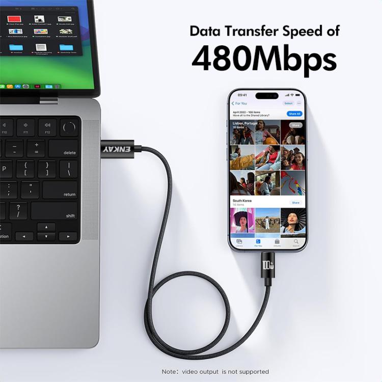 ENKAY PD100W USB-C / Type-C to Type-C Nylon Braided Fast Charging Cable with E-Marker Chip, Length:2m