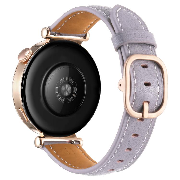 18mm Square Buckle Plain Weave Leather Watch Band