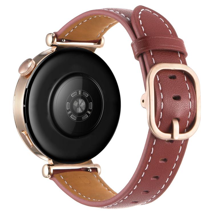 18mm Square Buckle Plain Weave Leather Watch Band