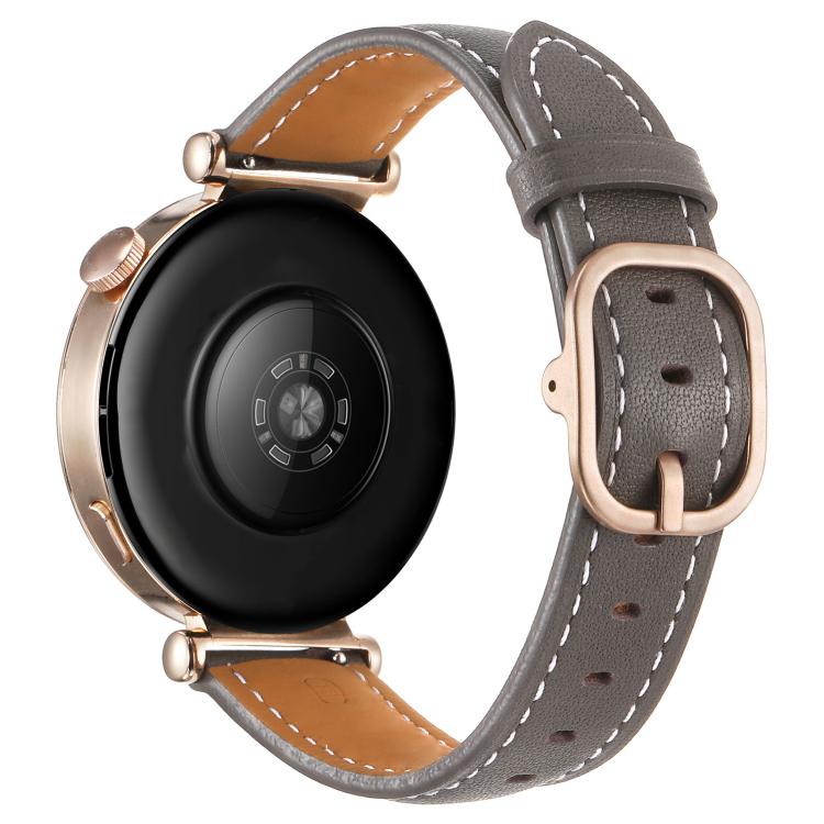18mm Square Buckle Plain Weave Leather Watch Band