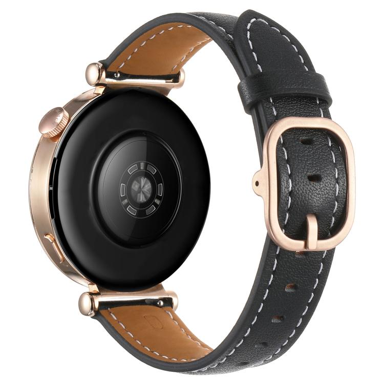 18mm Square Buckle Plain Weave Leather Watch Band